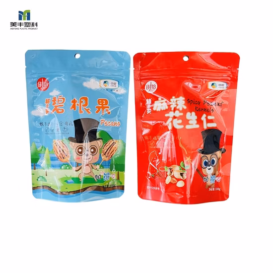 Saco de embalagem de plástico laminado impresso personalizado com zíper para petiscos de comida Petiscos para animais de estimação Nozes Frutas secas/Salada de especiarias Molho Doces Massas
