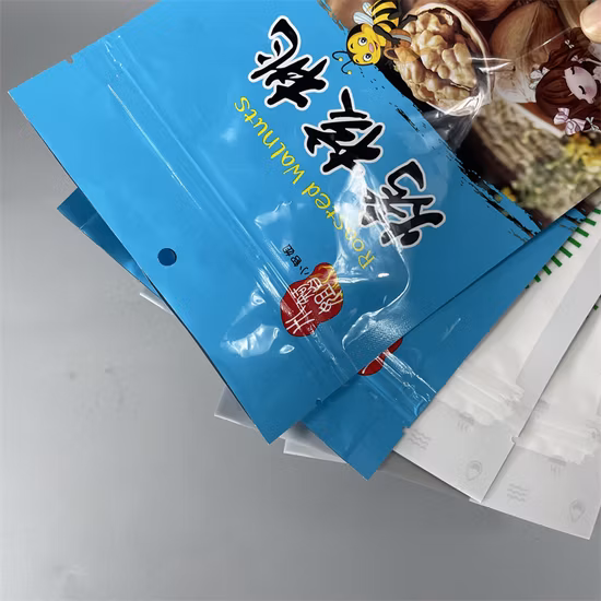 Sacos plásticos de frutas secas com impressão em rotogravura de alta qualidade personalizados de fábrica com janela transparente e zíper