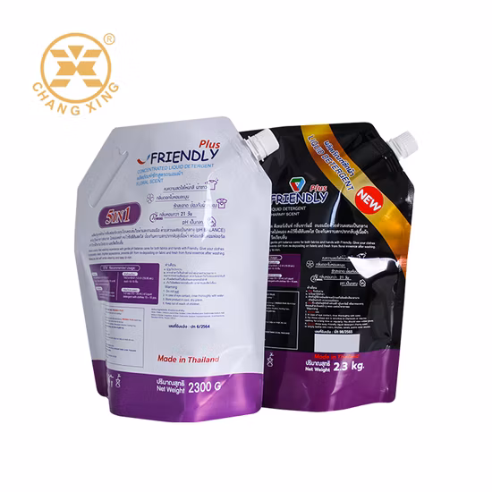 200ml 500ml 750ml 1L 2L Alta Qualidade À Prova de Vazamento Canto Superior Personalizado Cosmético Detergente Líquido Plástico Stand up Bico Bolsa com Alça